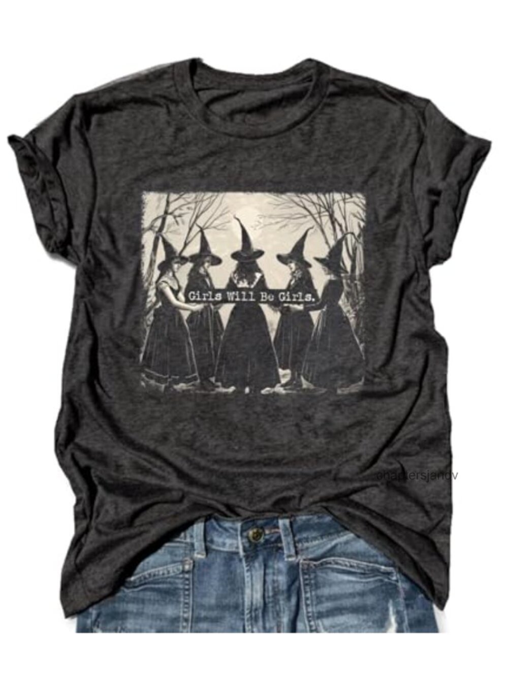 Basic Witch Halloween Graphic Tee Women Short Sleeve Casual Party Shirt